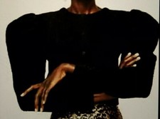 Cardigan e gonna maglione nero corto manica a sbuffo maglia elasticizzata scintillante Zara 2 pz