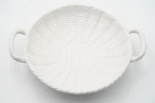 Over & Back 8534 White Ceramic Basket w/ Handles Centerpiece Fruit Bowl - Italy