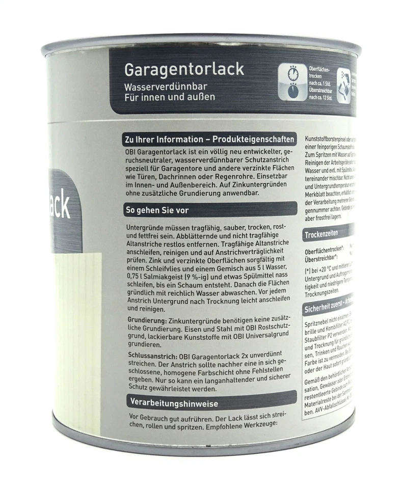 Garagentorlack Metallschutzlack für verzinkte Metalle Seidenmatt - 0,75 L Grau - Bild 2 von 4