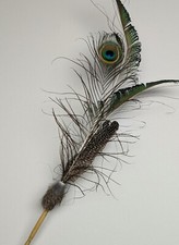 Native American Real Feather Smudge Fan - Peacock theme - Mystic Ritual