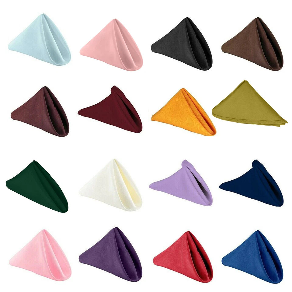 Plain Napkin Polyester Cotton Wedding Tableware Cloth Linen Dinner Party Fabric✔ - Image 3 of 4