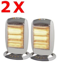 2 X 1200W HALOGEN HEATER ELECTRIC OSCILATTING 3 BAR PORTABLE QUARTZ HOME UK PLUG