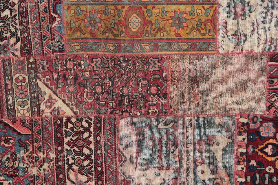 Handmade Oriental Vintage Patchwork Rug Reworked Living Room Rug