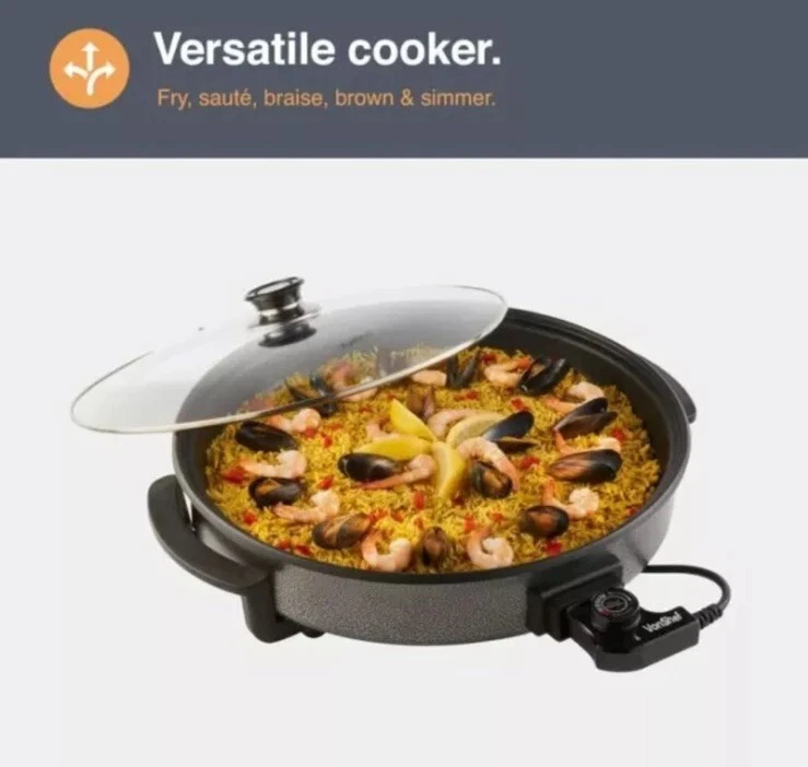 Multi Cooker w/ Lid 6L – VonShef 42cm Electric Frying Pan Temp Control – 1500W - Image 4 of 4