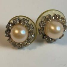 Earrings Silver Tone Retro Wedding Vintage Pearl Rhinestone