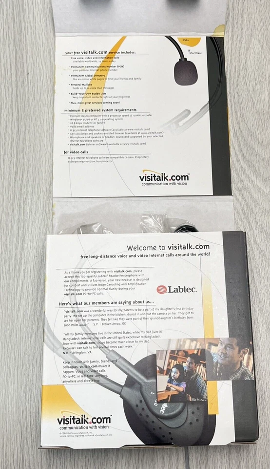 Visitalk PC to PC Video and Talk Labtec Headset - New open box - Image 3 of 4