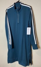 NWT $129 Athleta XL Crosstown 1/4 zip Sweatshirt Green Teal Track Dress 23&quot;x39&quot;