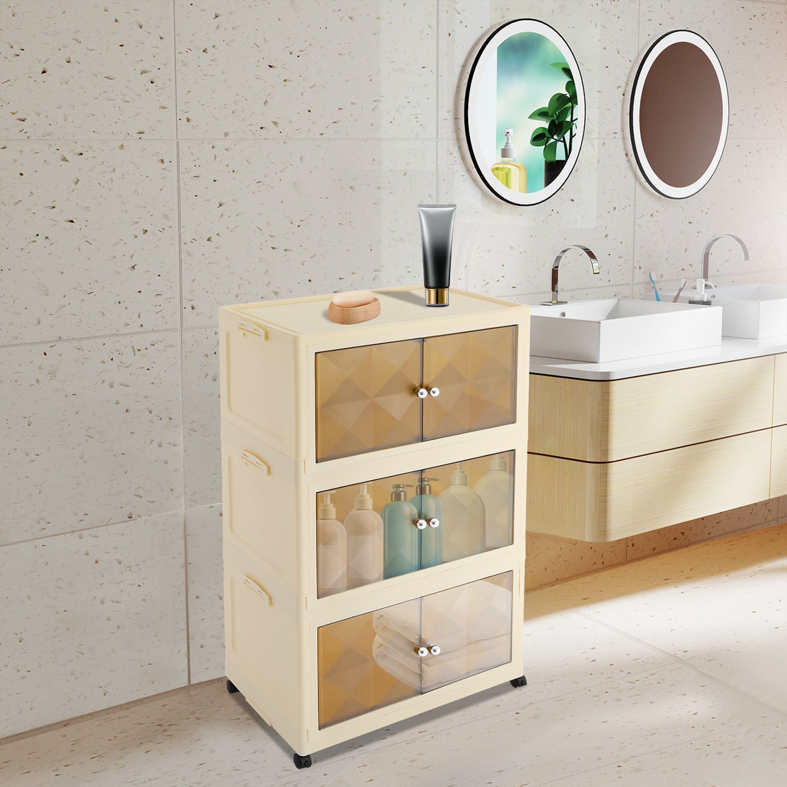 21Gal Plastic Storage Bins with Lids - 3 Pack Stackable Organizing Containers-image