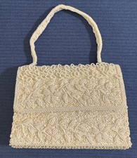 Vintage Beaded Sequin Evening Bag Cocktail Purse Hand Made In Hong Kong