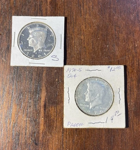 Lot Of 2 - 1970-S & 2001-S 90% Silver Kennedy Half Dollar Proof