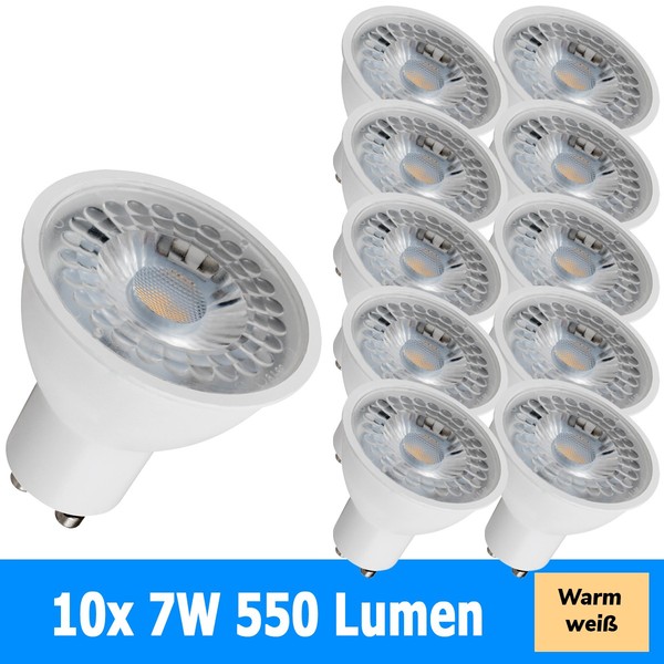 10X GU10 Led 7W Strahler Lampe Leuchtmittel Spot 38° 550Lm Warmweiß 3000K-image