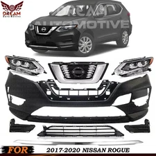 Front Bumper Cover Fascia & Grille Assembly Kit For 2017-2020 Nissan Rogue