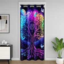 Tree of Life Doorway Curtain,Exotic Style Birds Tree Closet Door Cover Curtai...