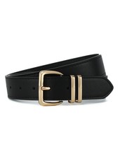 Black Womens Belts For Jeans Dresses Pants Ladies Faux Leather Waist Belt wit...