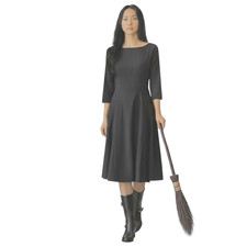 Ann Taylor Women's Flare Dress 8 Black Zip Ponte Knit Halloween LBD Cocktail