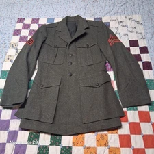 Original USMC WW2 Patched Wool Uniform Jacket Coat College Hall Fashions 2S