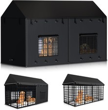 Outdoor Dog Kennel Cover for 8'Dx4'Wx6'H Full Coverage 900D Heavy Duty Waterproo