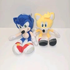 Sonic The Hedgehog 12" and Tails 10" Plush with Suction Cup Hanger