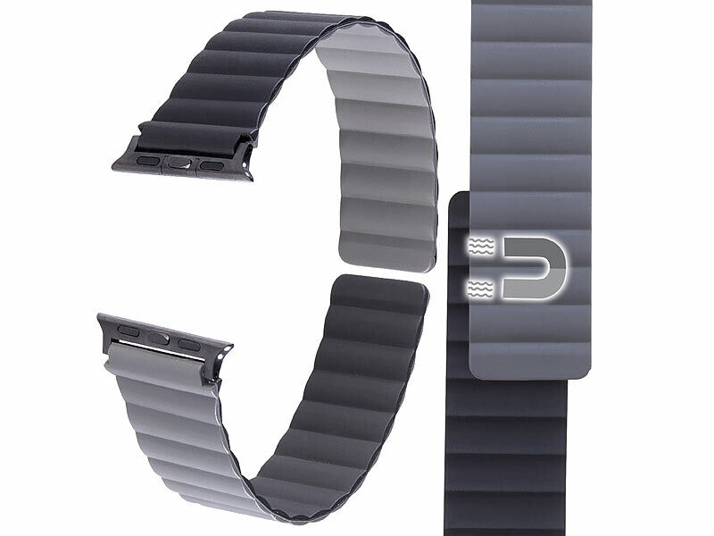 Bracelet Apple Watch 38/40/41 mm noir gris Callstel en nylon tissé pour série 9 8 SE