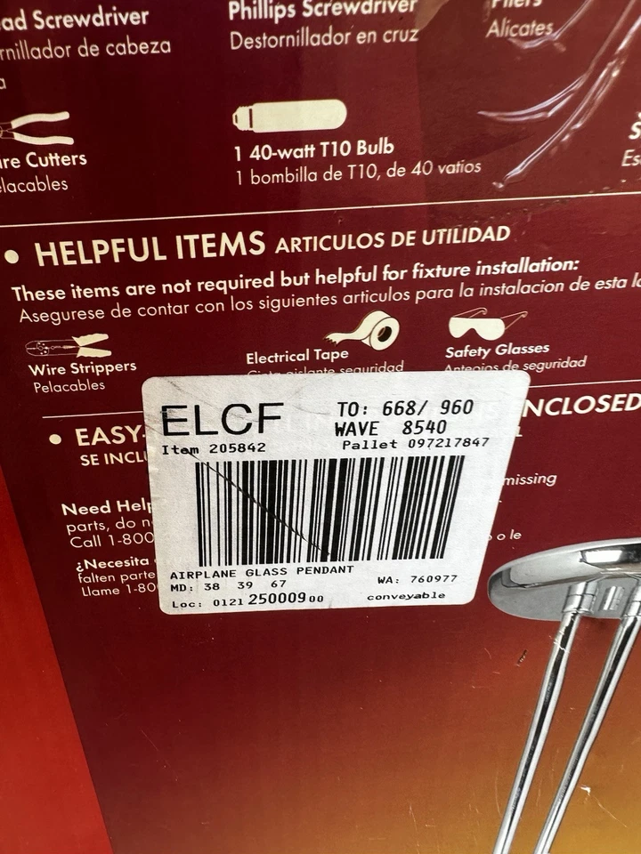 *NUEVO* Lámpara colgante estilo avión - biplano (vidrio esmerilado y cromo) Foto 4 de 4