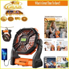 Portable Rechargeable Fan 3-Speed with LED Light 270 Pivot for Camping, Be...