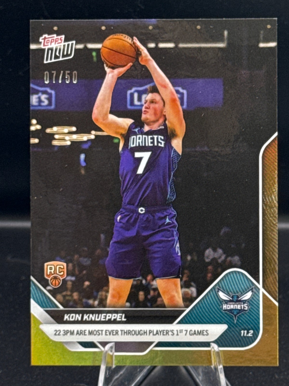 2025-26 Topps Now KON KNUEPPEL Charlotte Hornets Gold Foil #07/50 ROOKIE #41!