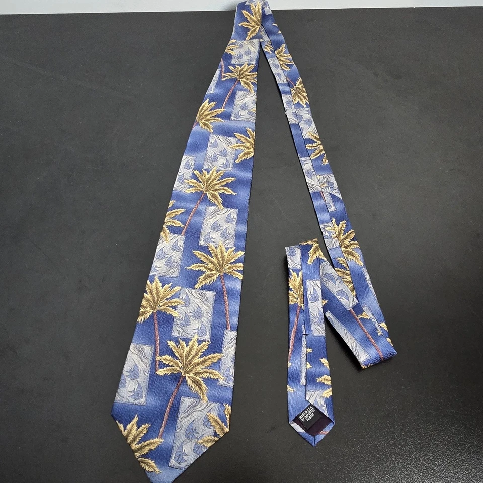Corbata TROPICALS by TANGO PALMTREE azul 100 % seda ropa de resort  Foto 2 de 4