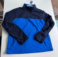 Lands End Mens Blue Colorblock Quarter Zip Fleece Pullover Size L Classic New