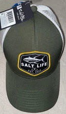 NWT Green Salt Life Fishing SnapBack Baseball Cap Hat One Size
