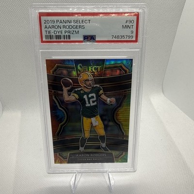 AARON RODGERS 2019 SELECT CONCOURSE TIE-DYE PRIZM /25  PSA 9 JERSEY # MATCH