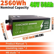 48V 50Ah 2560Wh LiFePO4 Lithium Battery Built-in BMS Deep Cycles For Golf Carts