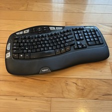 Logitech Wireless Wave K350 Keyboard Used - Powers On No USB Dongle