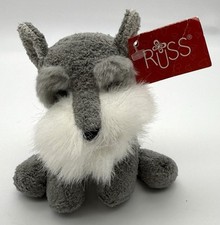 NWT Russ Luv Pets  Scuffy  the Gray Schnauzer Puppy Dog Mini Plush Toy