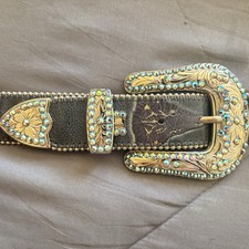 SUPER RARE Vintage BB Simon 90s Vintage Blue and Silver Bull Belt 36  