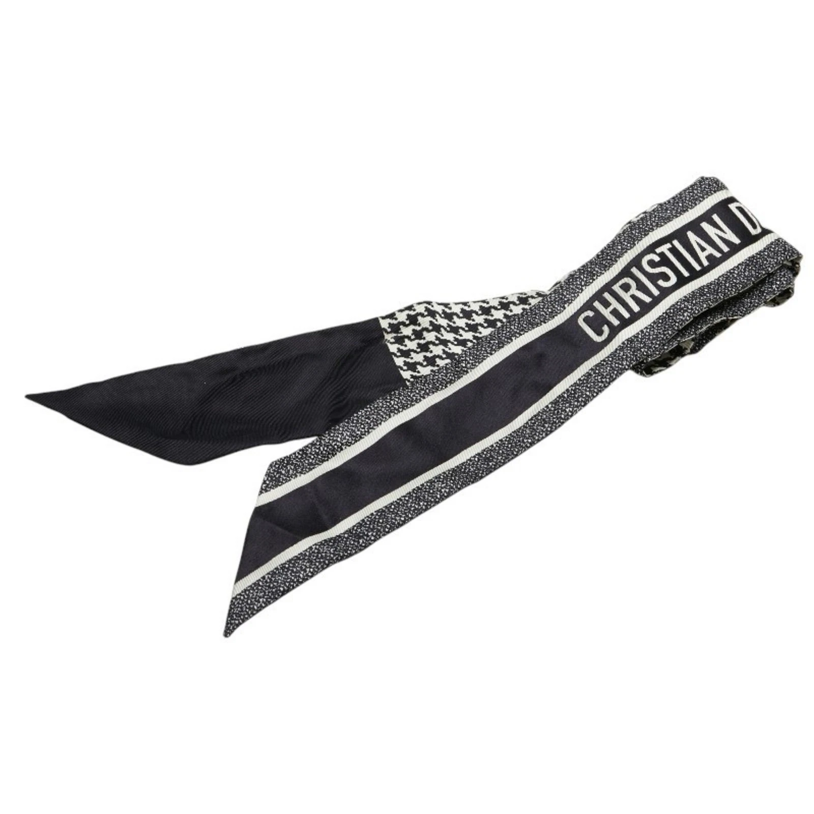 Christian Dior Dior Twilly Mitza pied de poule foulard silencieux noir avec... GZl180su