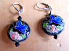 Butterfly & Lotus Blossom Cloisonne Puffy Dangle Style Earrings, Reversible — photo 2