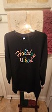 NWT Old Navy Black Crewneck Sweatshirt Holiday Vibes Womens Size Large