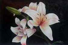 Modern Still Life Flowers lily Hand painted Oil painting Canvas Wall Art Decor