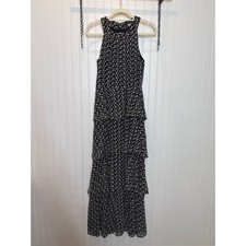 Tommy Hilfiger Tiered Embroidered Maxi Dress Black & White Sleeveless Size 4