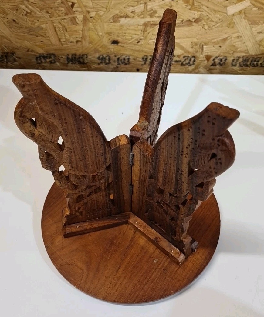 Anglo Indian Small Hardwood Inlaid Folding Table Stool Good Condition — image 6