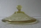 Federal Glass Yellow Amber Depression Glass Madrid Pattern Cookie Jar Lid Only