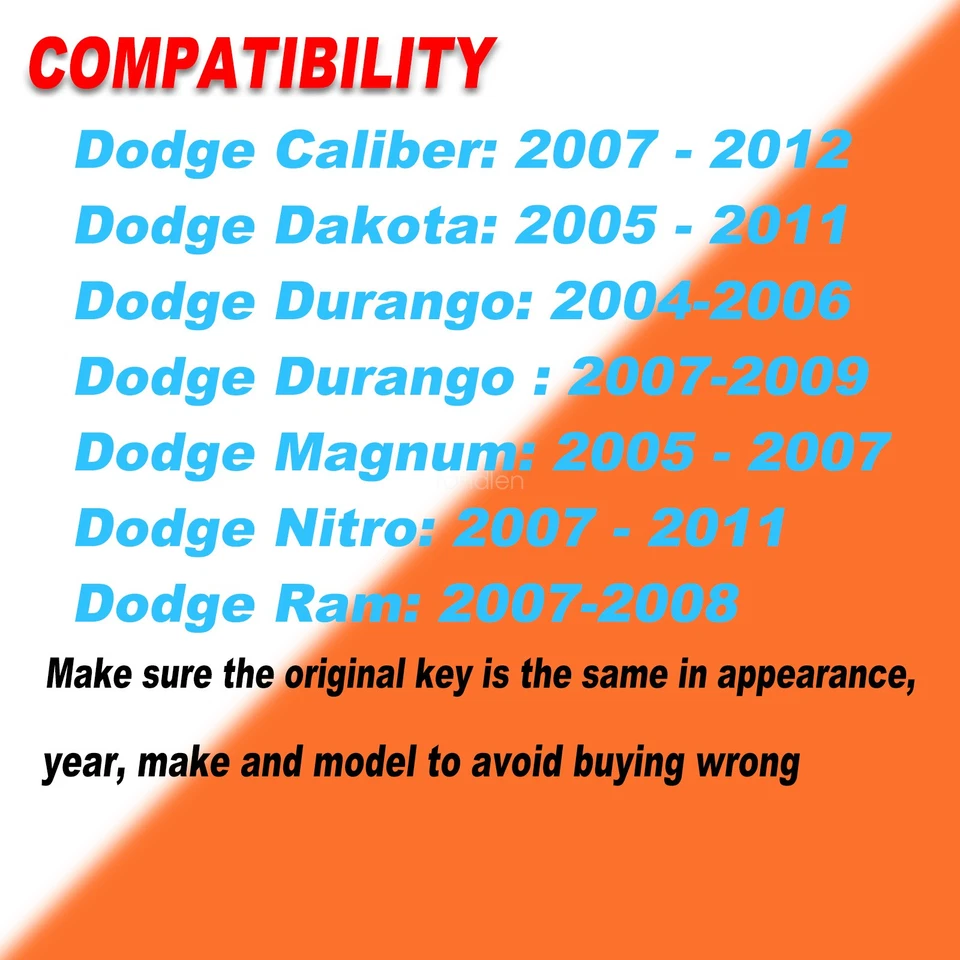 2 Llavero remoto + programador para Dodge Durango Dakota 2005 2006 2007 2008 2009 Foto 3 de 4