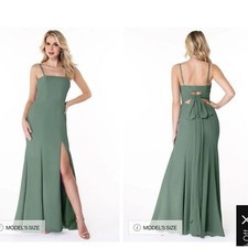 NWT Azazie Eucalyptus Green Cosette Dress Sz 4 A Line Square Neck Bridesmaid