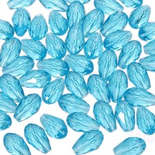 10mm Faceted Glass Beads, 100 Pcs Light Blue Bicone Birthstone Bead