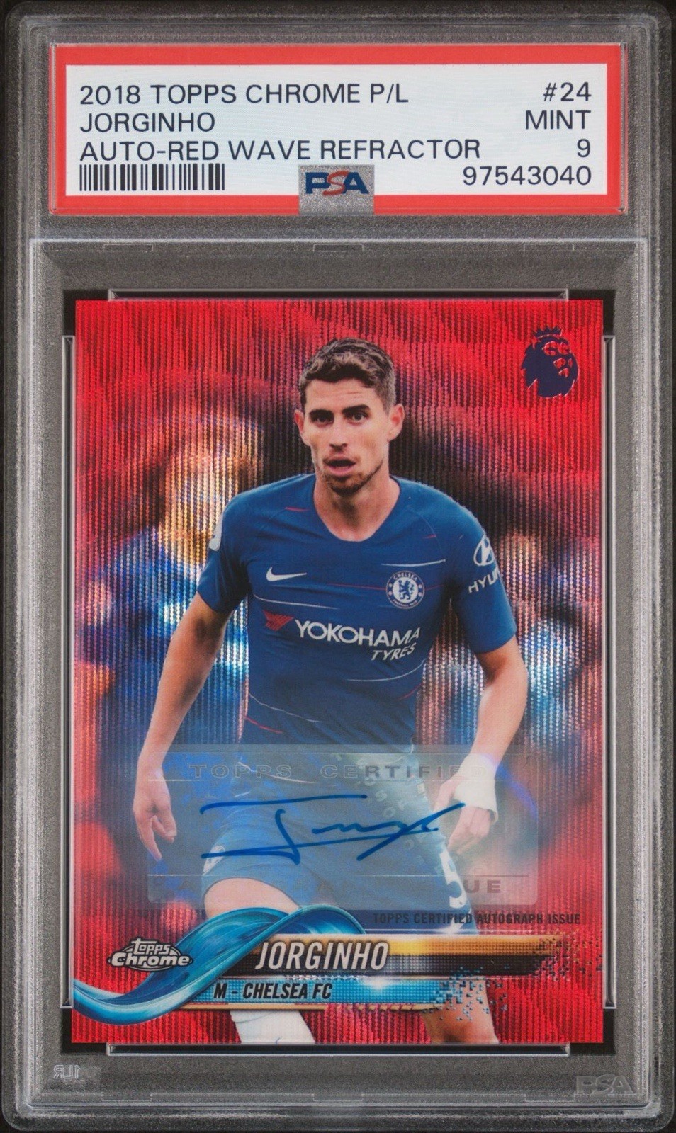2018 Topps Chrome Premier League - Jorginho Auto Red Wave Refractor /5 Chelsea