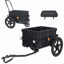 Bike Cargo Trailer Pushcart, Bicycle Trailer Pushcart Stroller Removable Black