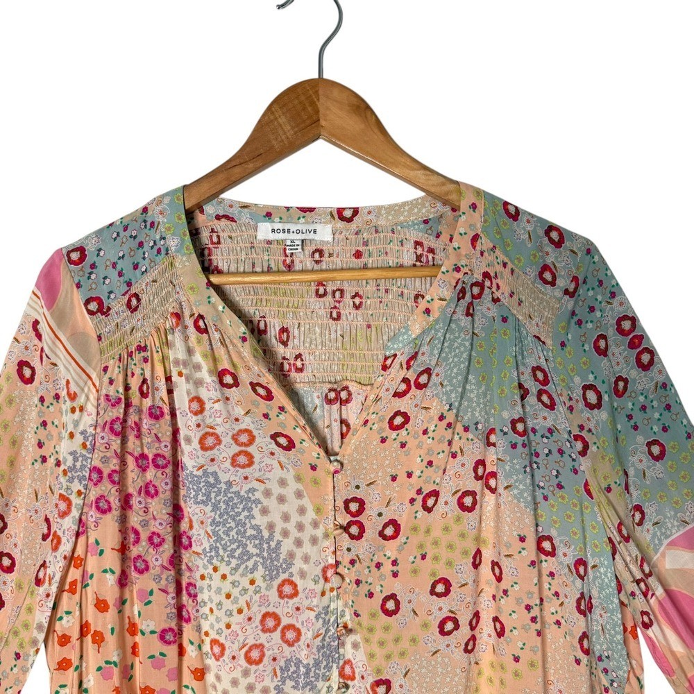 Rose & Olive BOHO Patchwork Eclectic Tunic Top Si… - image 2