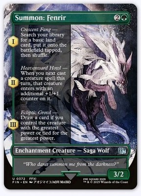 MTG Summon: Fenrir 0372 (Borderless) Final Fantasy Foil Uncommon Pack Fresh