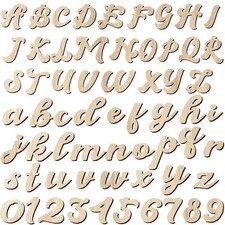 Gerrii 320 Pcs Wooden Letters and Numbers Crafts Unfinished Cursive 2 Inch