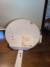 Marble-Look Dry Erase Board, 14 Inch Round Magnetic With Gold Frame
